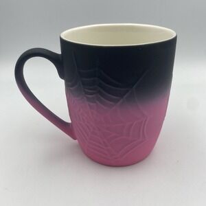 Cobwebs And Cauldrons Mug Spider Web Spiderweb Pink Black Soft Feel Halloween